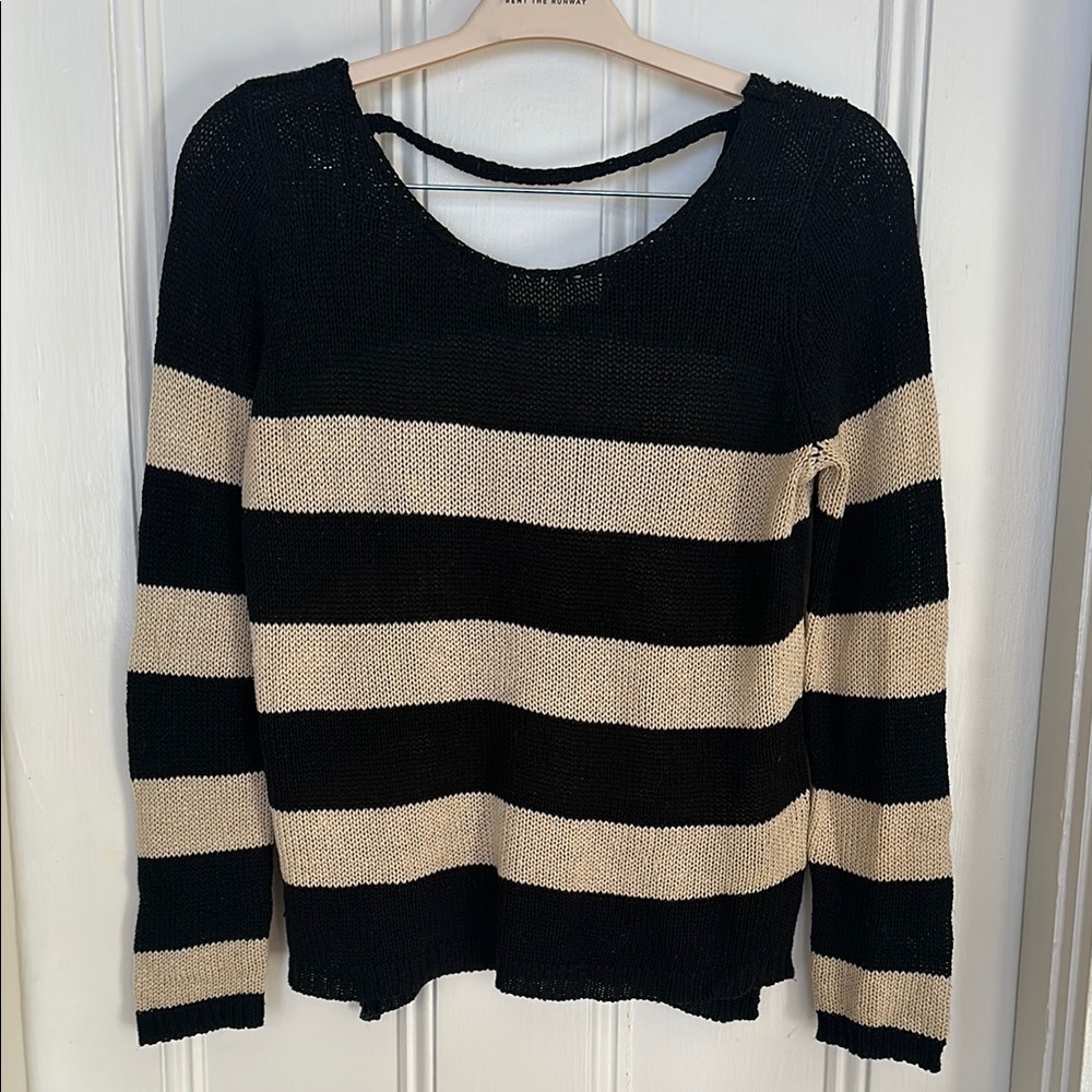 Black and Beige Striped Sweater